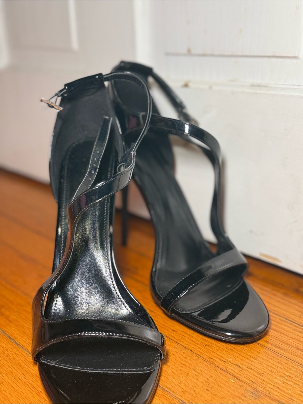 Patent Black Strappy High Heel Sandals